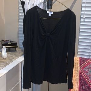 Black long sleeve top with ruching at front